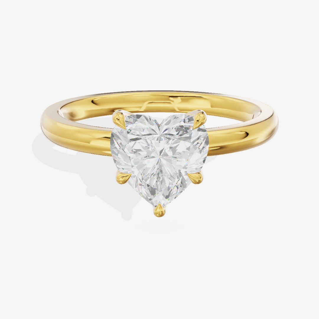 Bowed Tender 2mm Heart Six-Prong Engagement Ring in 18K Yellow Gold