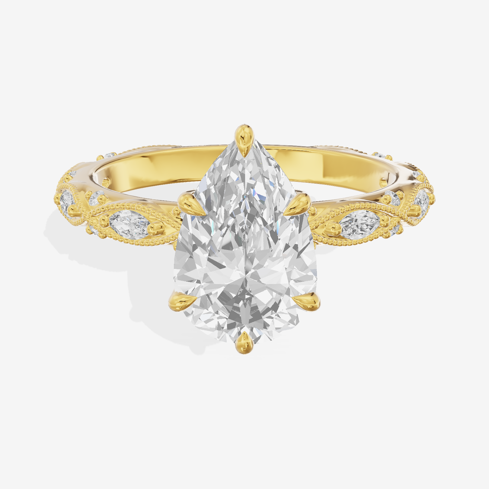 Vintage Whisper Pear Engagement Ring (1/4 ct. tw.) in 18K Yellow Gold