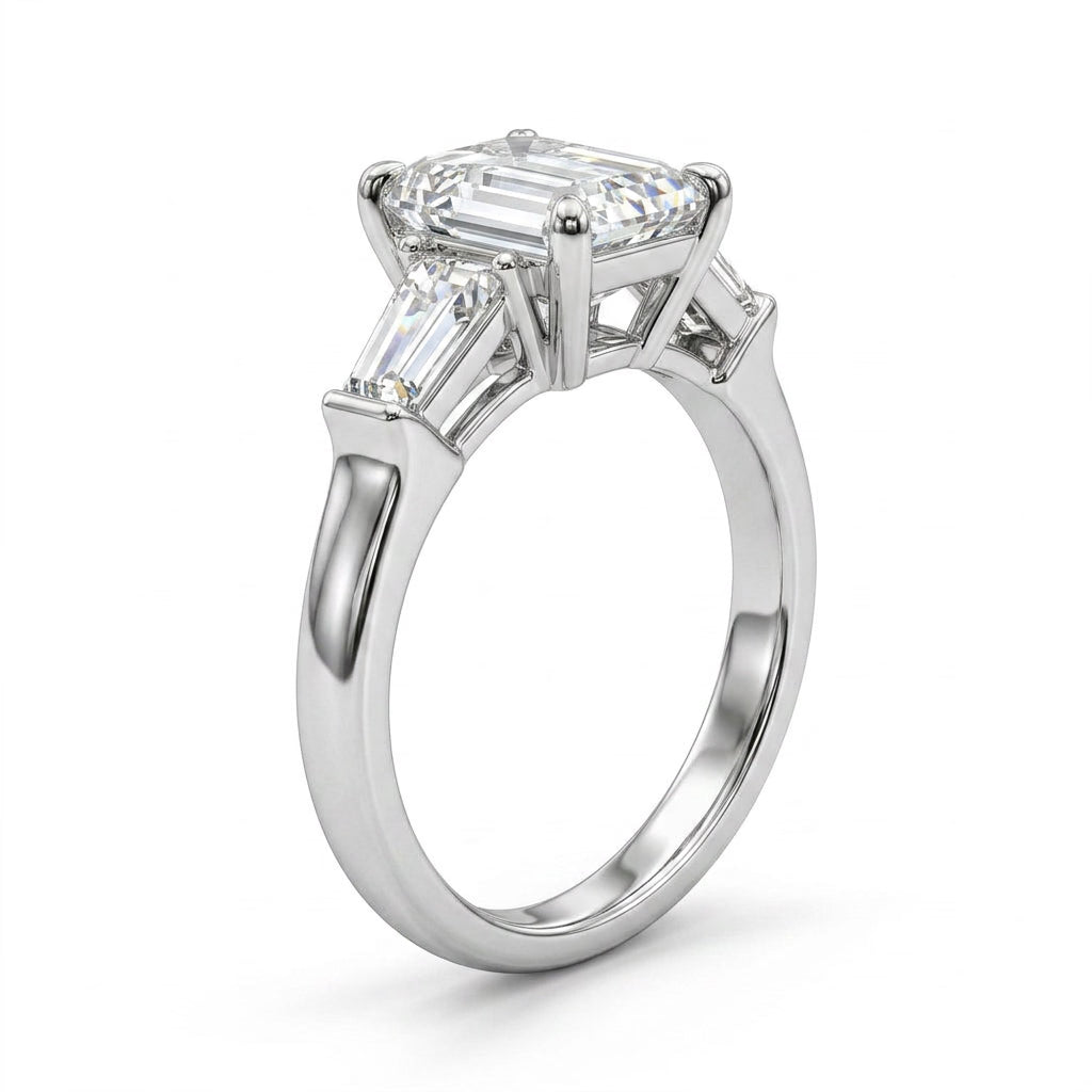 Three Stone Emerald Engagement Ring (3.08 ct. tw.) in Platinum
