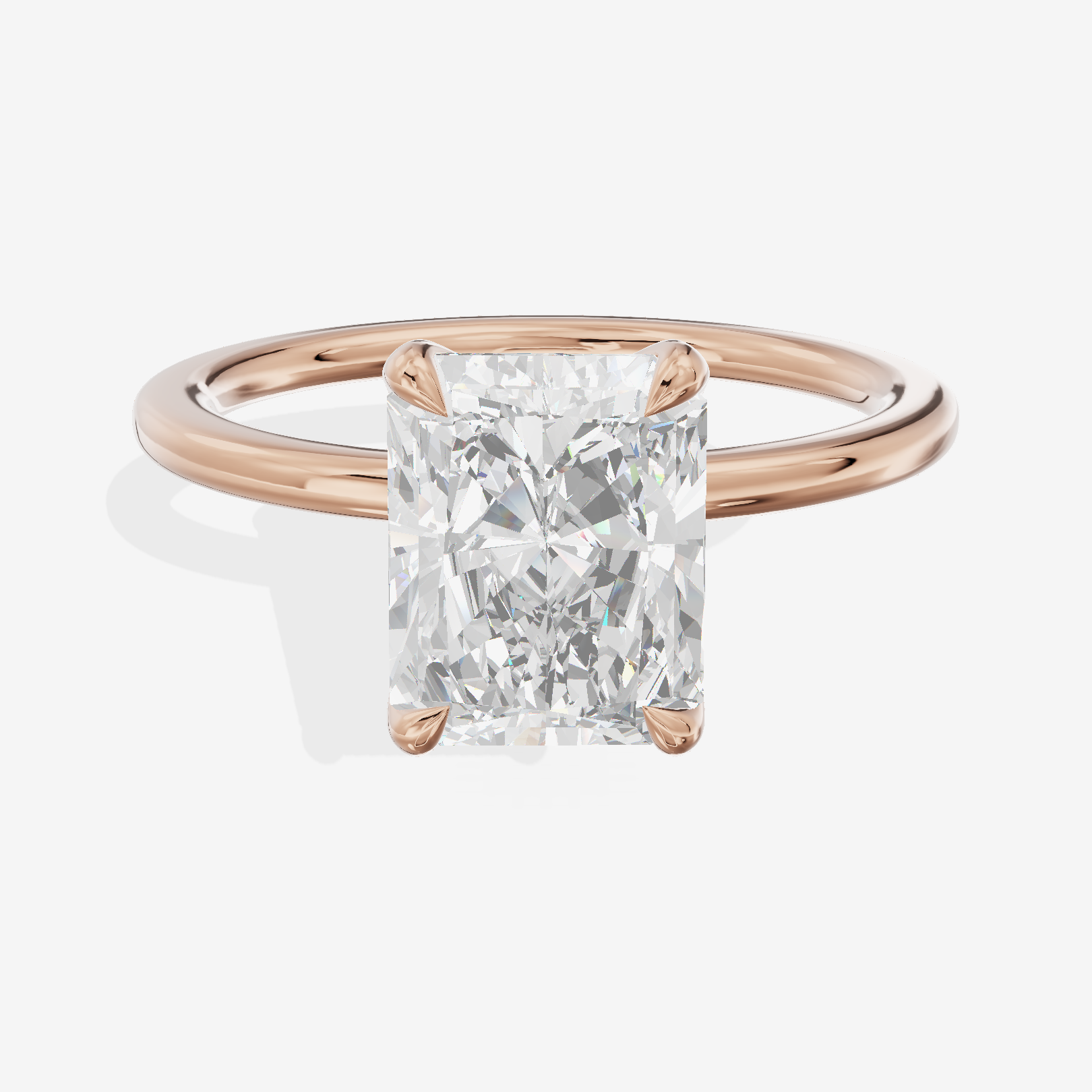 Petite Selenia 1.5mm Radiant Solitaire Engagement Ring in 14K Rose Gold