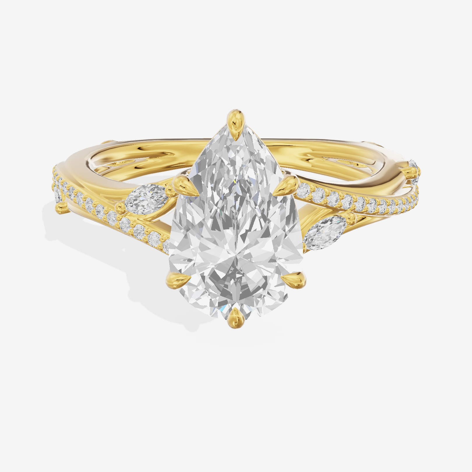 Twined Adorae Pear Twisted Engagement Ring (1/4 ct. tw.) in 18K Yellow Gold
