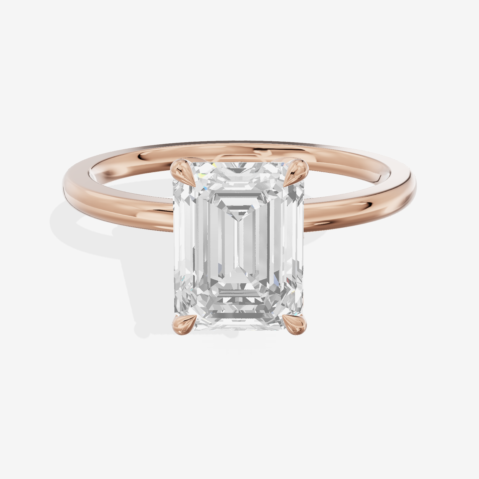 Whispered Vowsae Emerald Engagement Ring with Side Stones (1/15 ct. tw.) in 14K Rose Gold