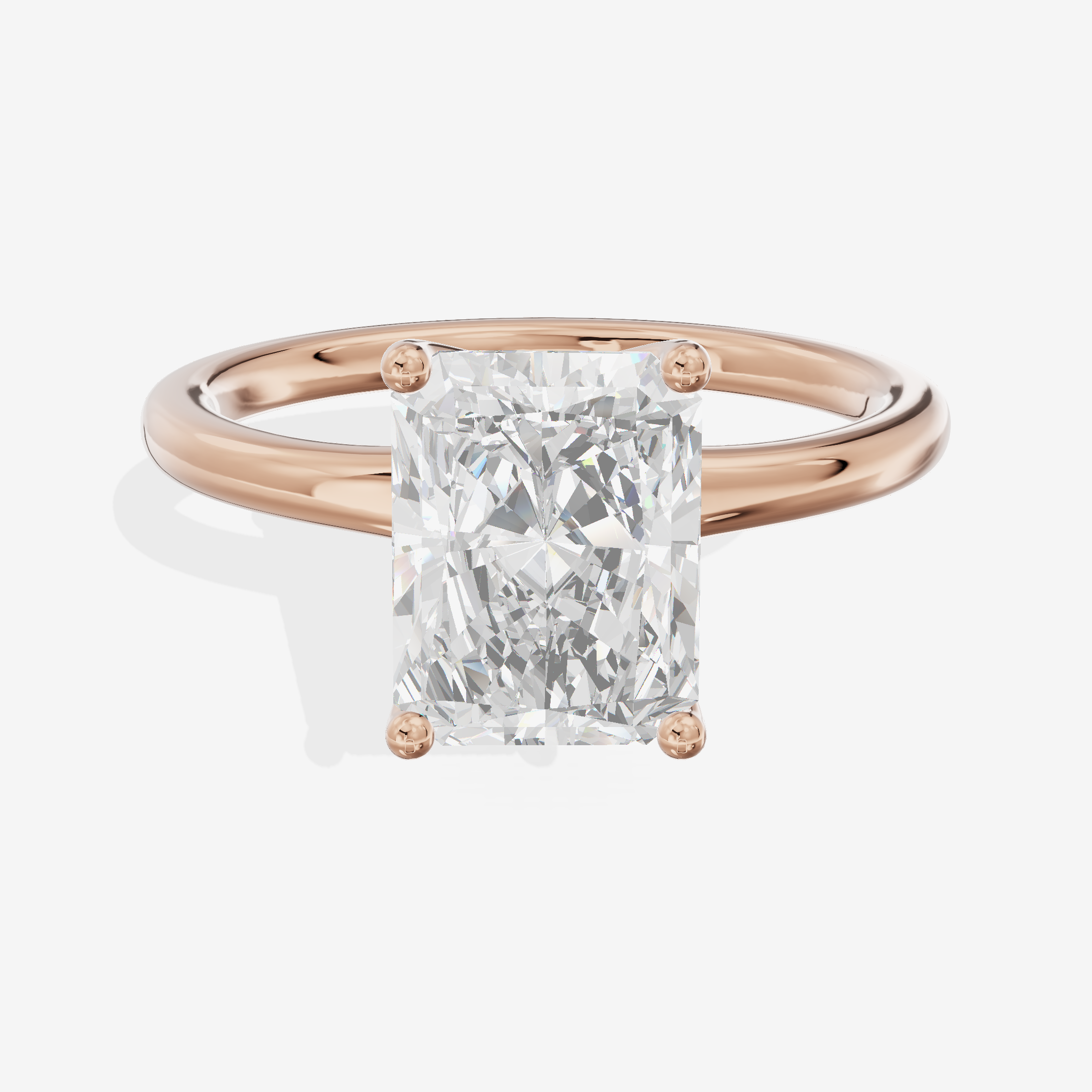 Linger 1.8mm Radiant Solitaire Engagement Ring in 18K Rose Gold