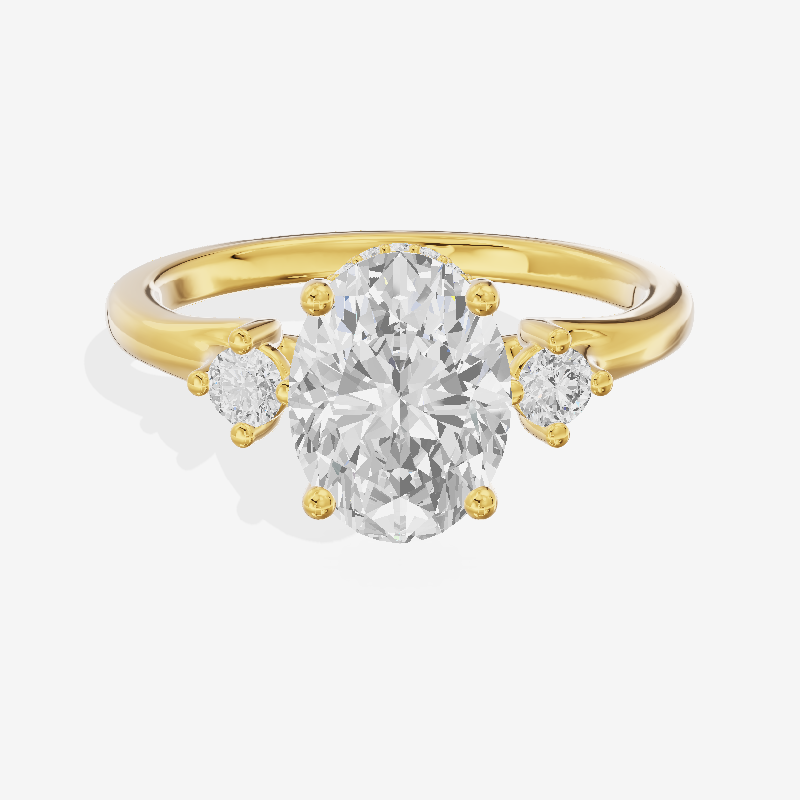 Sincere Three Stone Oval Engagement Ring (1/6 ct. tw.) in 14K Yellow Gold