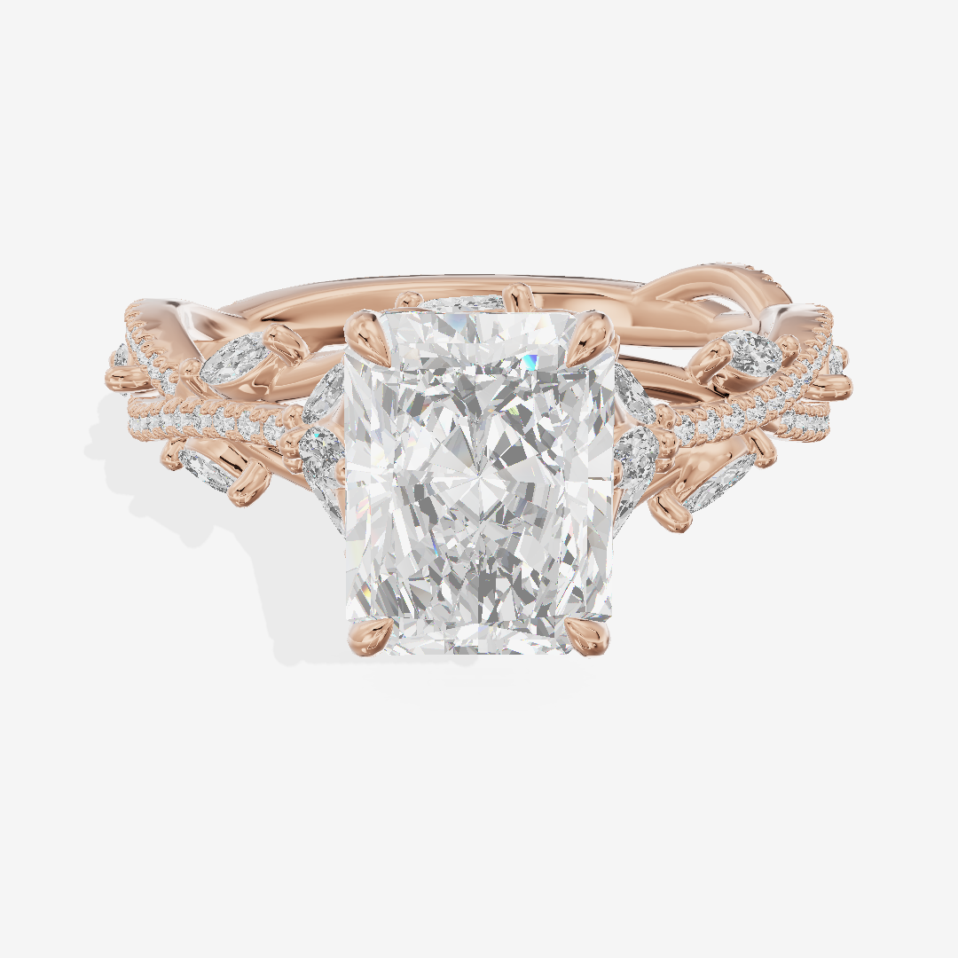 Luxe Promezza Radiant Engagement Ring with Side Stones (1/2 ct. tw.) in 18K Rose Gold
