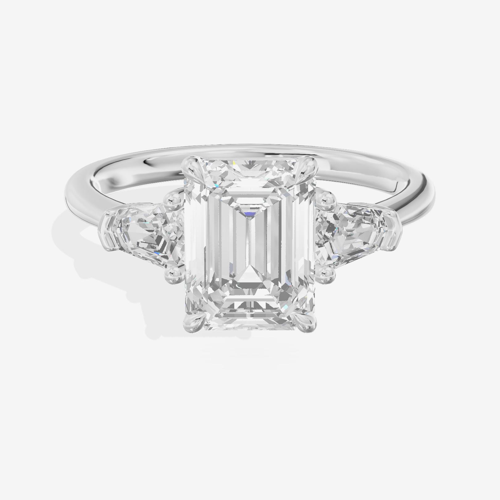 Maia Three Stone Emerald Engagement Ring (1/4 ct. tw.) in Platinum