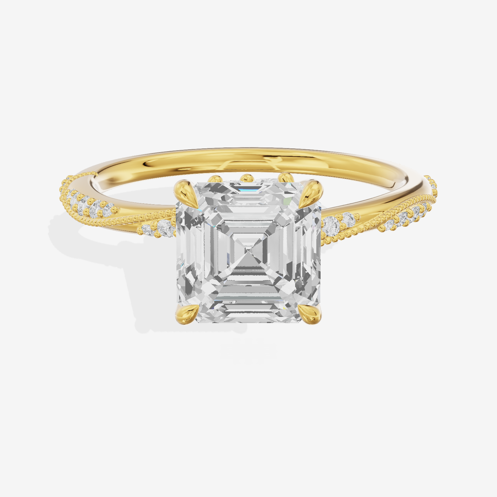 Vintage Halcyon Asscher Engagement Ring with Side Stones (1/8 ct. tw.) in 14K Yellow Gold