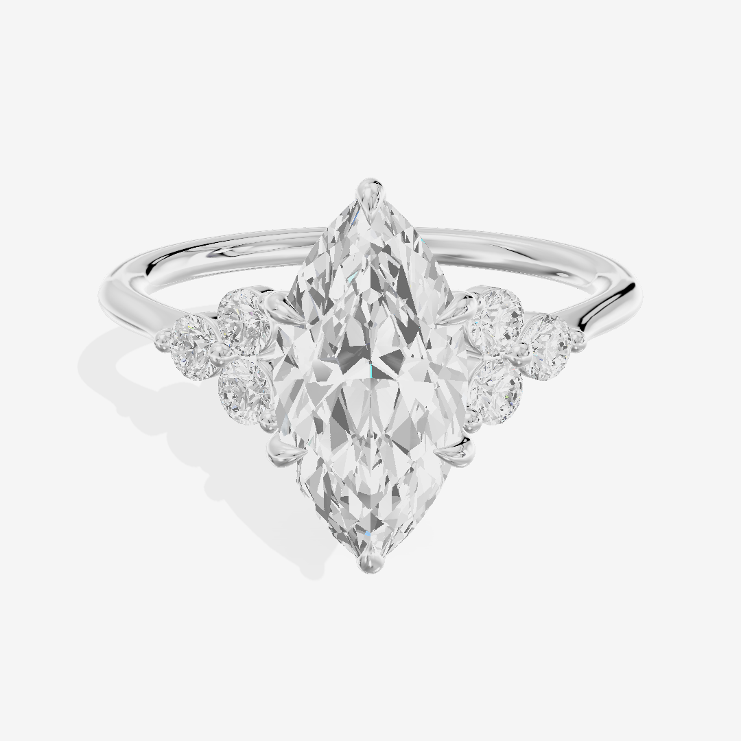 Luxe Trueheart Marquise Engagement Ring with Side Stones (1/5 ct. tw.) in 18K White Gold