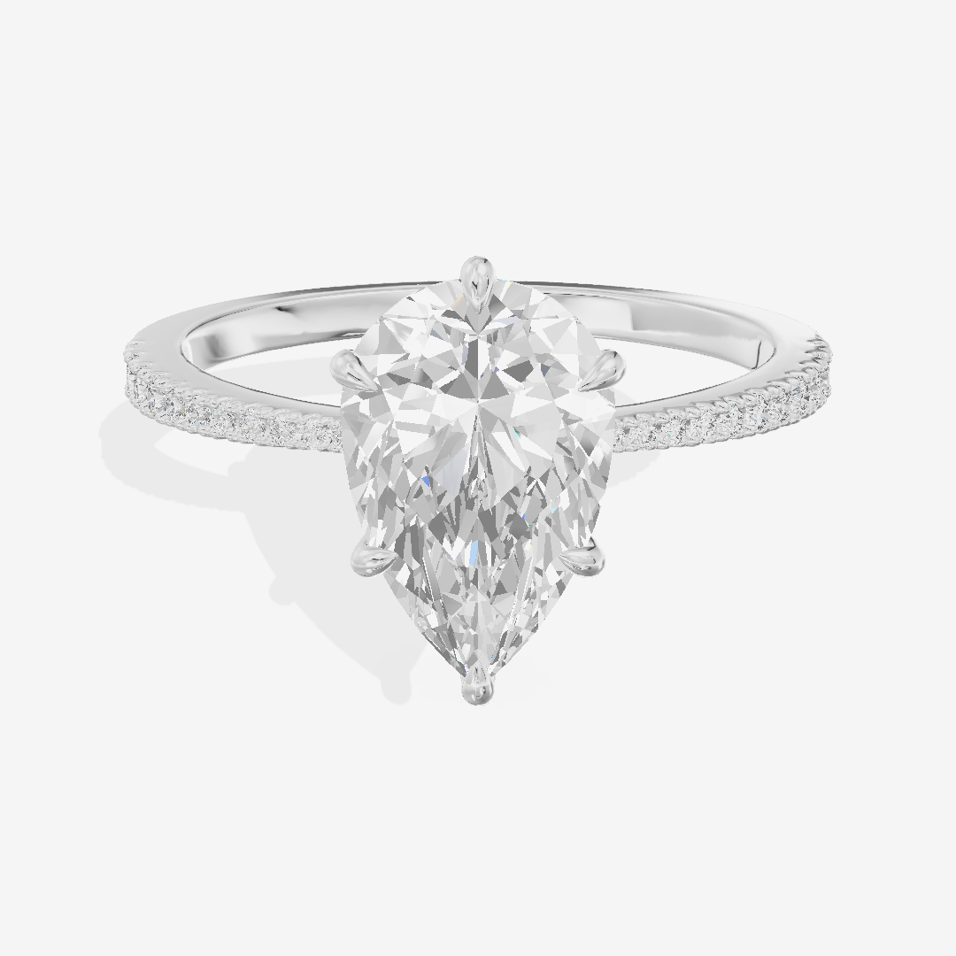 Grand Tender Pear Engagement Ring with Side Stones (1/8 ct. tw.) in Platinum