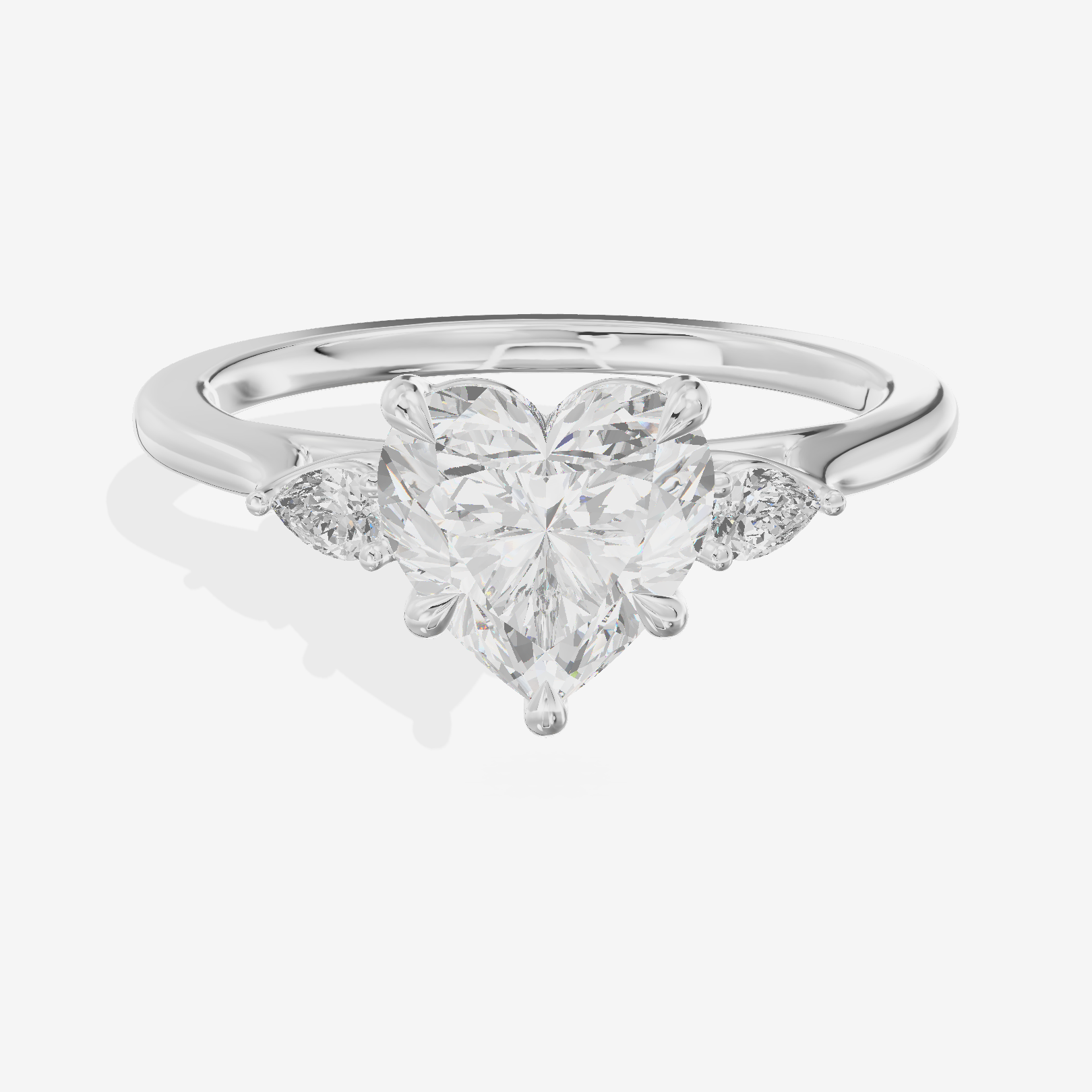Triade Heart Three Stone Engagement Ring (1/10 ct. tw.) in 14K White Gold