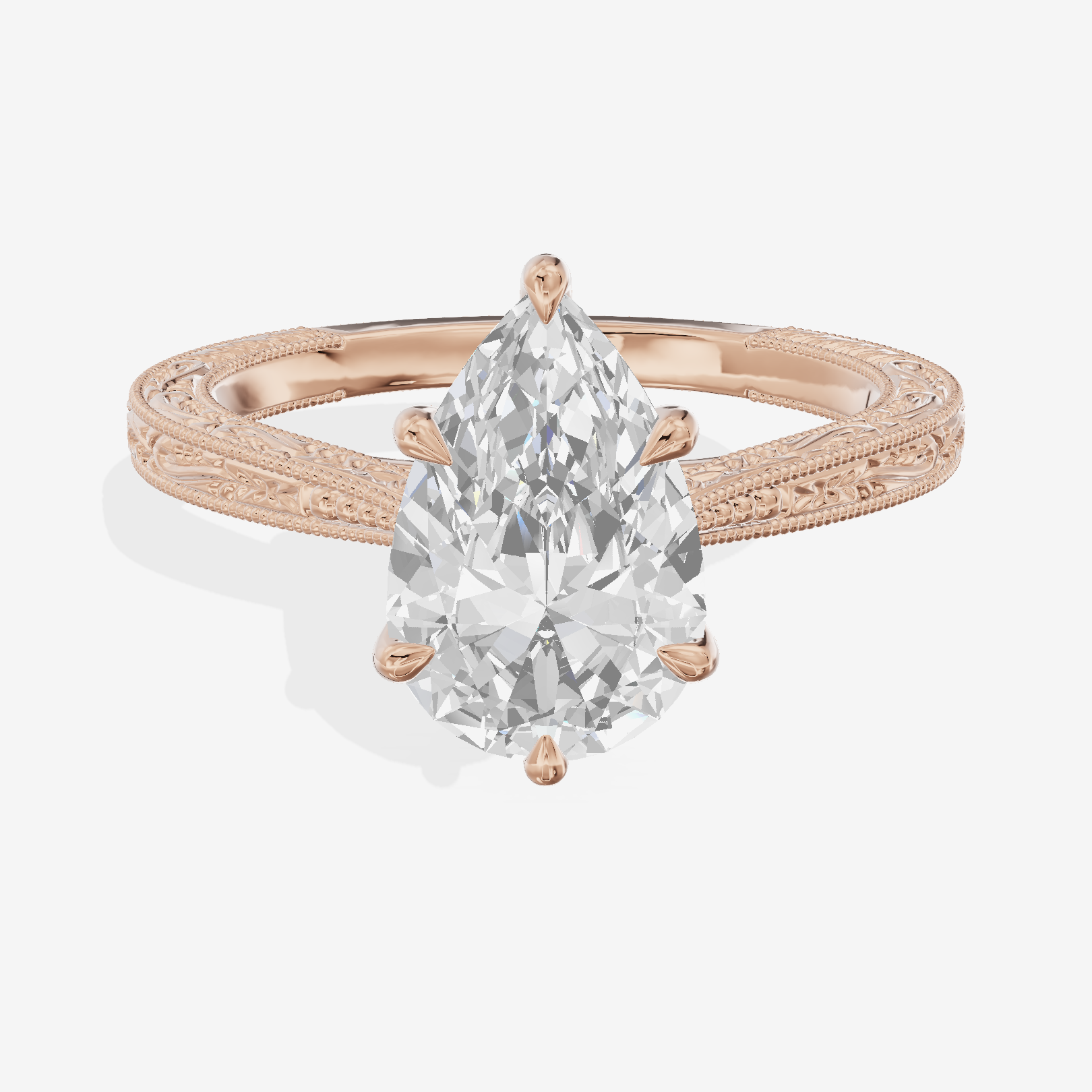 Vintage Vowsae Pear Engagement Ring in 18K Rose Gold