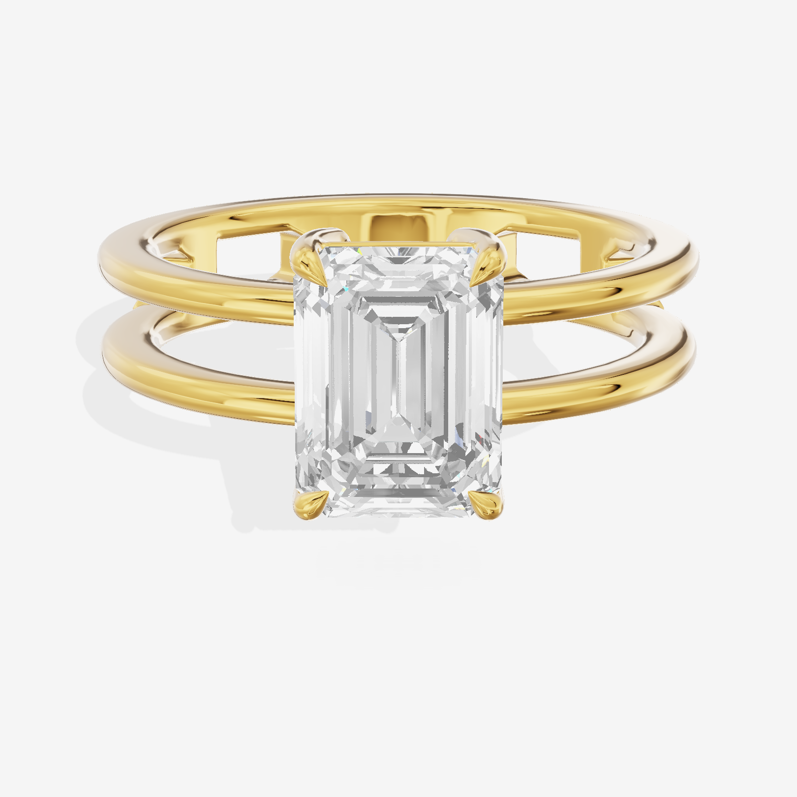 Sealed Promezza 4.3mm Emerald Solitaire Engagement Ring in 18K Yellow Gold