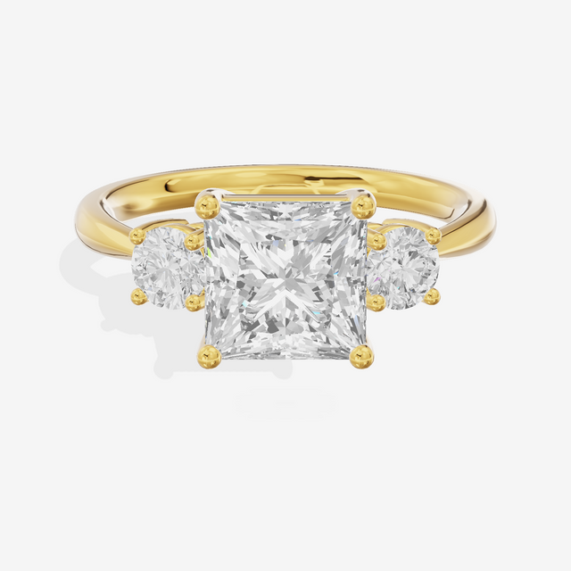 Grand Sincere Three Stone Princess Engagement Ring (1/3 ct. tw.) in 18K Yellow Gold