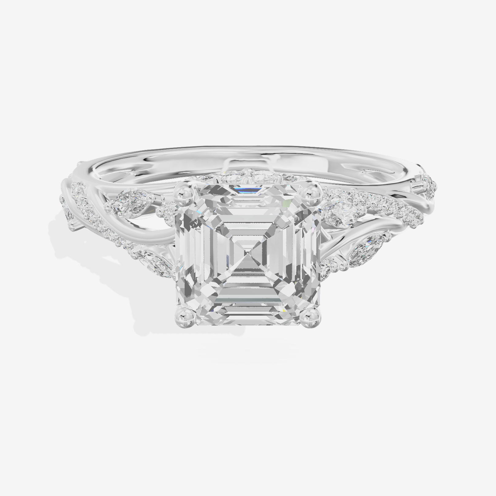 Twined Lumera Asscher Twisted Engagement Ring (1/2 ct. tw.) in 18K White Gold
