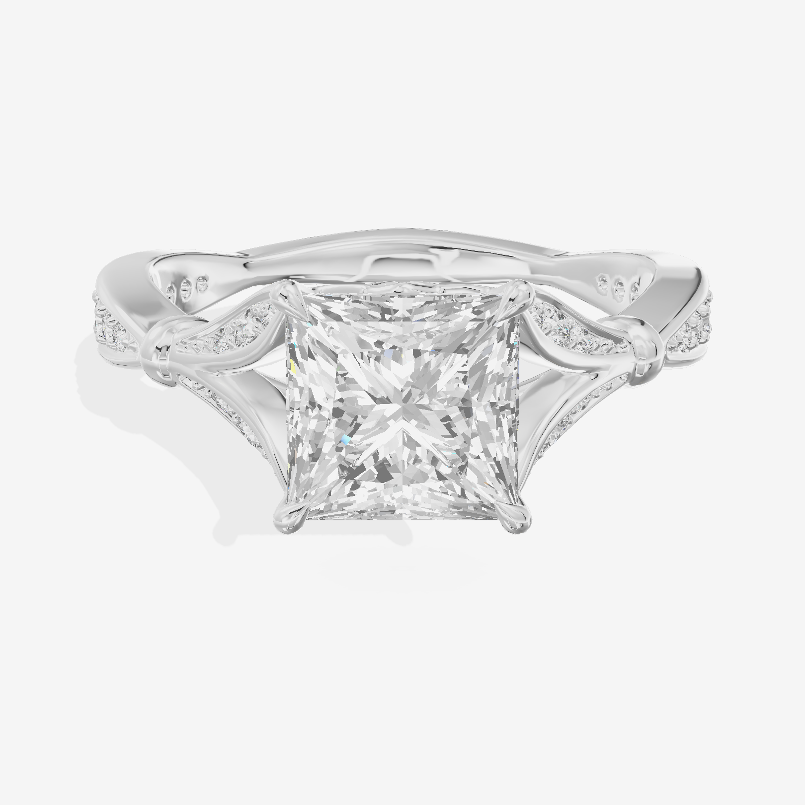 Sincere Bezel 1.8mm Princess Solitaire Engagement Ring in 14K White Gold