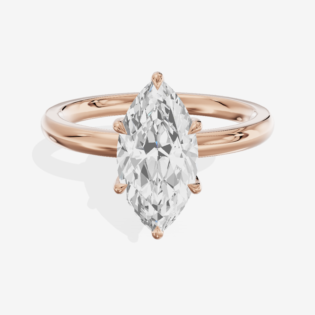 Bowed Tender 2mm Marquise Six-Prong Engagement Ring in 18K Rose Gold
