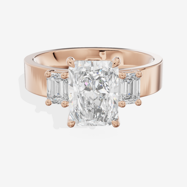 Vintage Vowsae Three Stone Radiant Engagement Ring (1/2 ct. tw.) in 18K Rose Gold