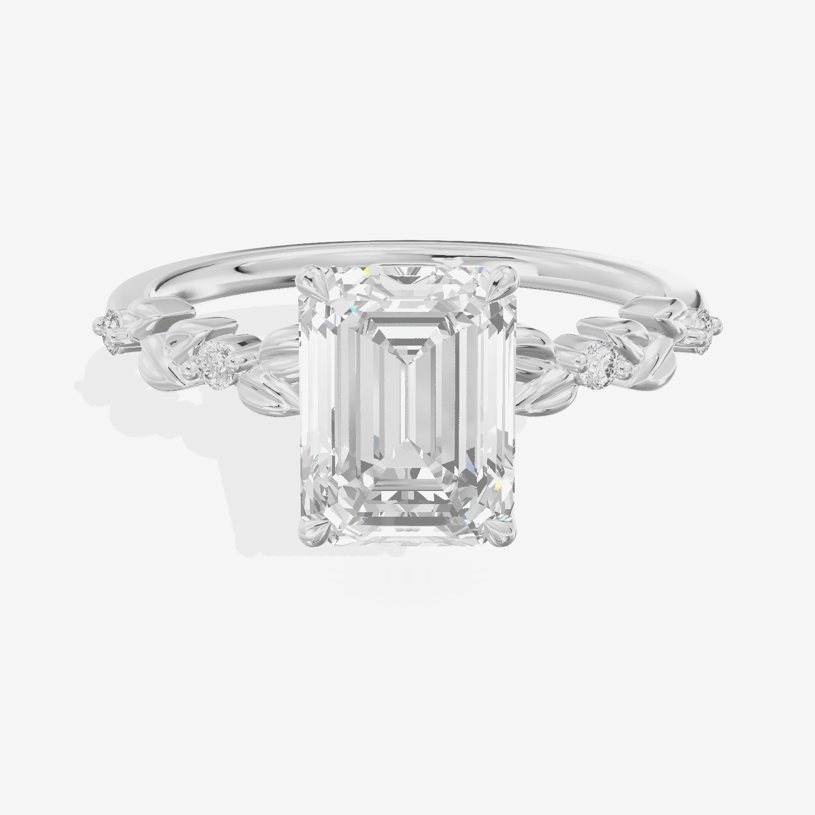 Tender Promezza Emerald Engagement Ring with Side Stones (1/20 ct. tw.) in Platinum