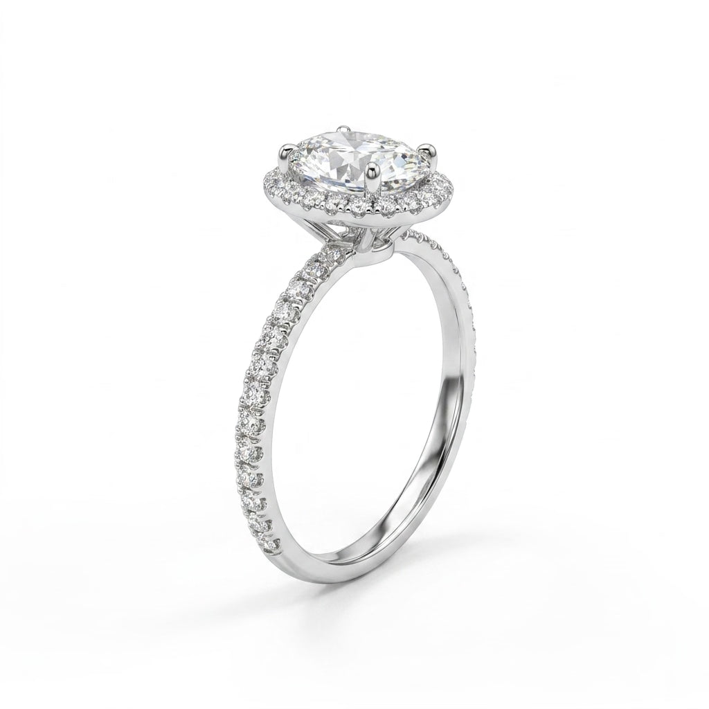 Halo Pavé Oval Engagement Ring (2.03 ct. tw.) in Platinum