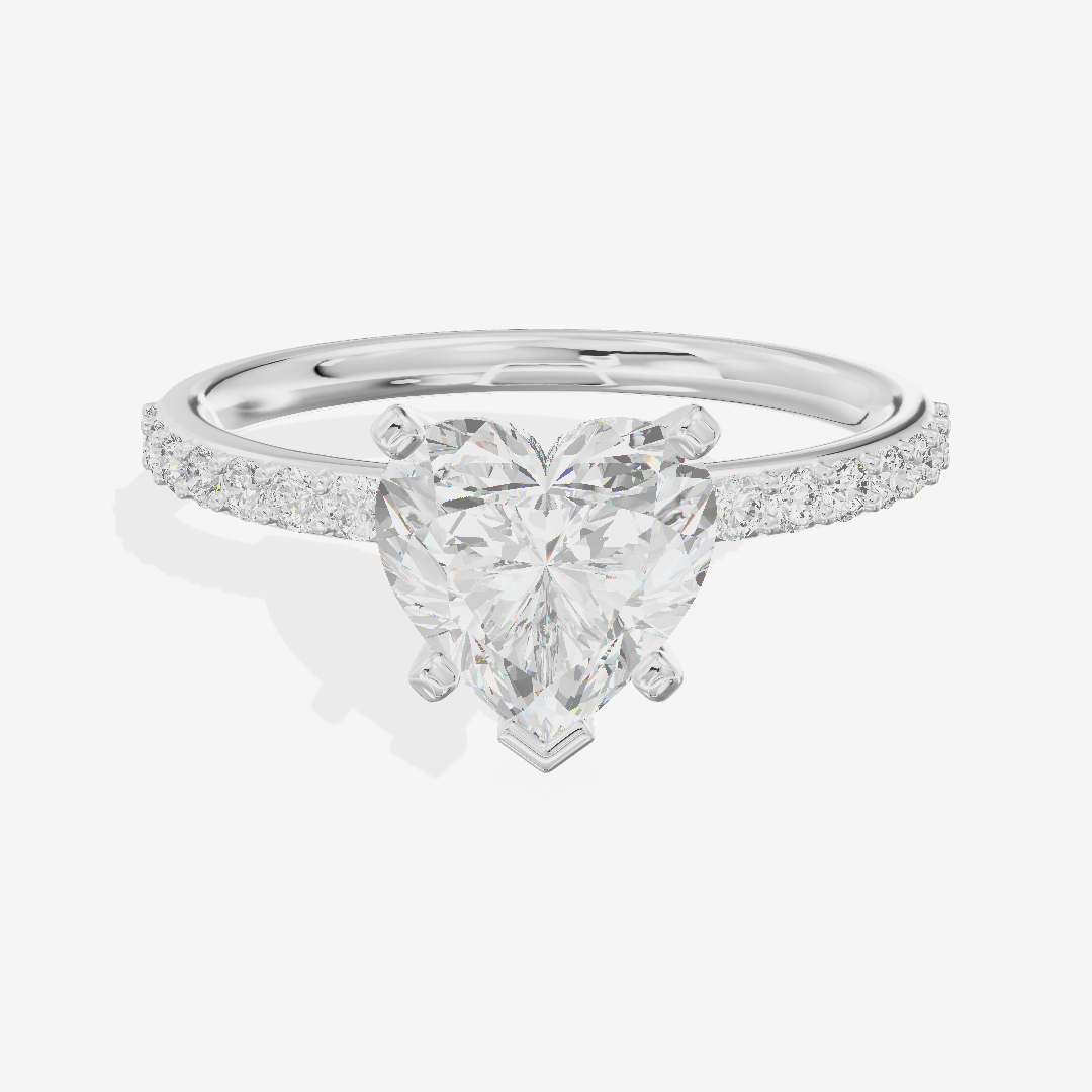 One of One Petite Heart Engagement Ring with Side Stones (1/4 ct. tw.) in 18K White Gold