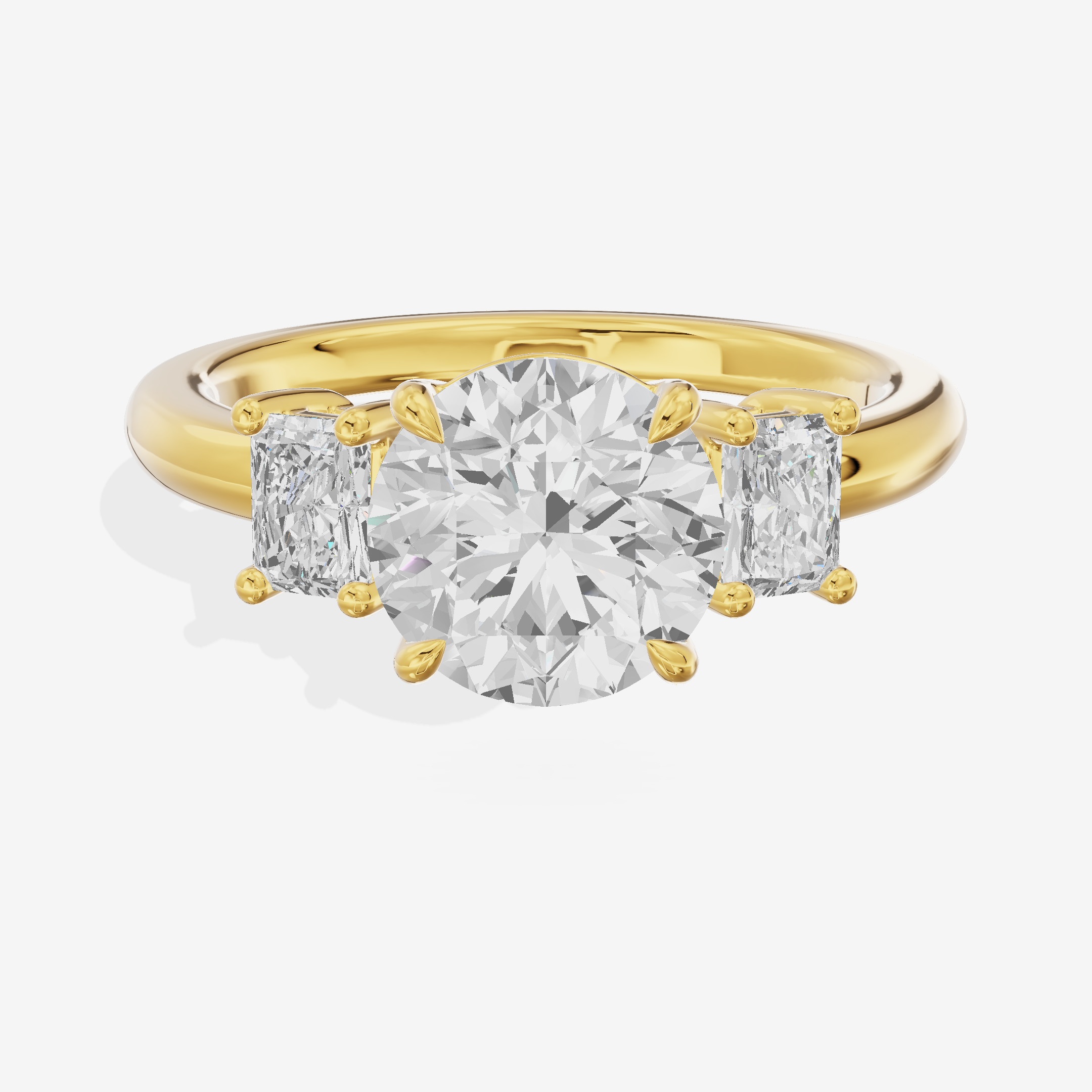 Grand Coeurine Three Stone Round Engagement Ring (3/8 ct. tw.) in 18K Yellow Gold