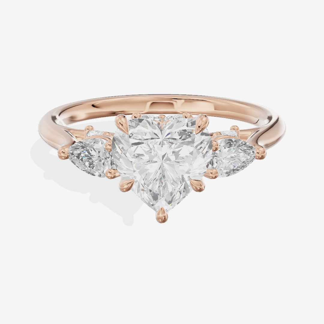 Classic Vowsae Three Stone Heart Engagement Ring (3/5 ct. tw.) in 14K Rose Gold