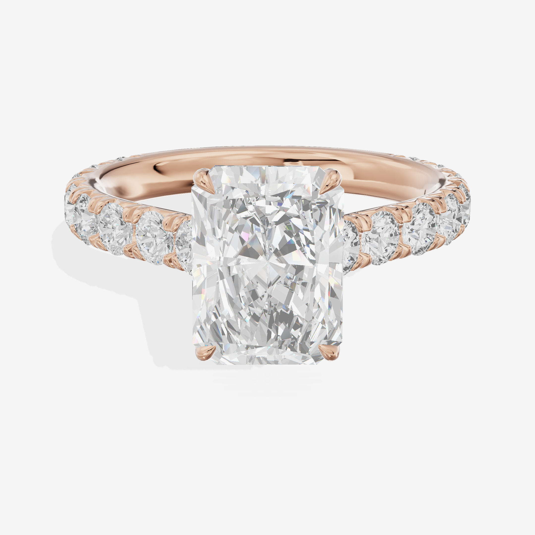 Twine Radiant Engagement Ring with Side Stones (7/8 ct. tw.) in 18K Rose Gold