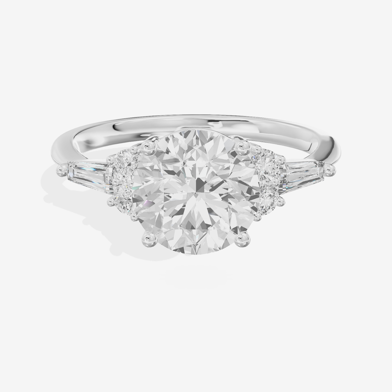 Modern Cherubine Round Engagement Ring with Side Stones (1/4 ct. tw.) in Platinum