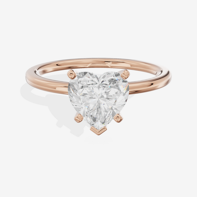 Petite Sincere 1.5mm Heart Six-Prong Engagement Ring in 14K Rose Gold