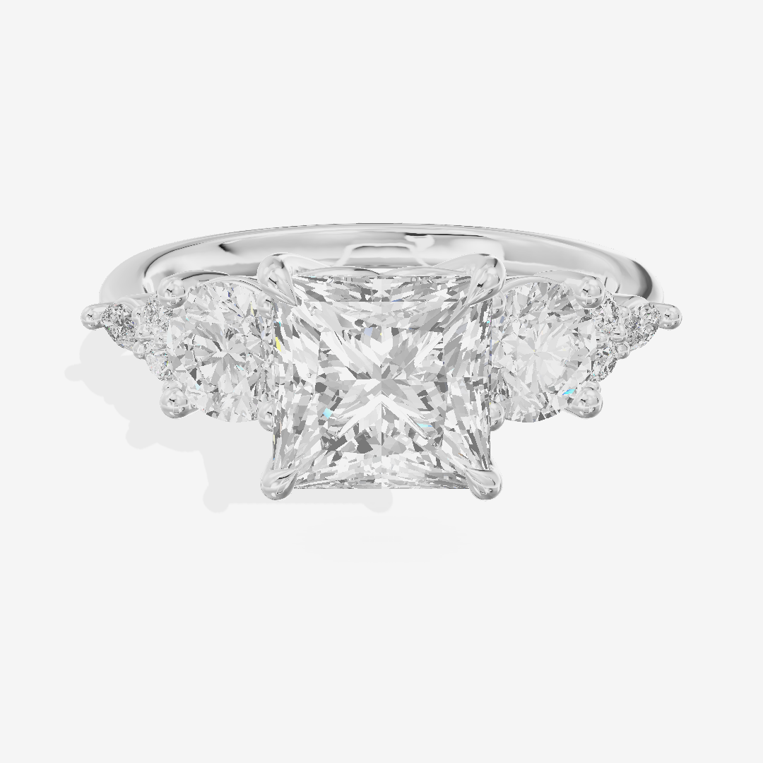 Luxe Halcyon Three Stone Princess Engagement Ring (3/4 ct. tw.) in 14K White Gold