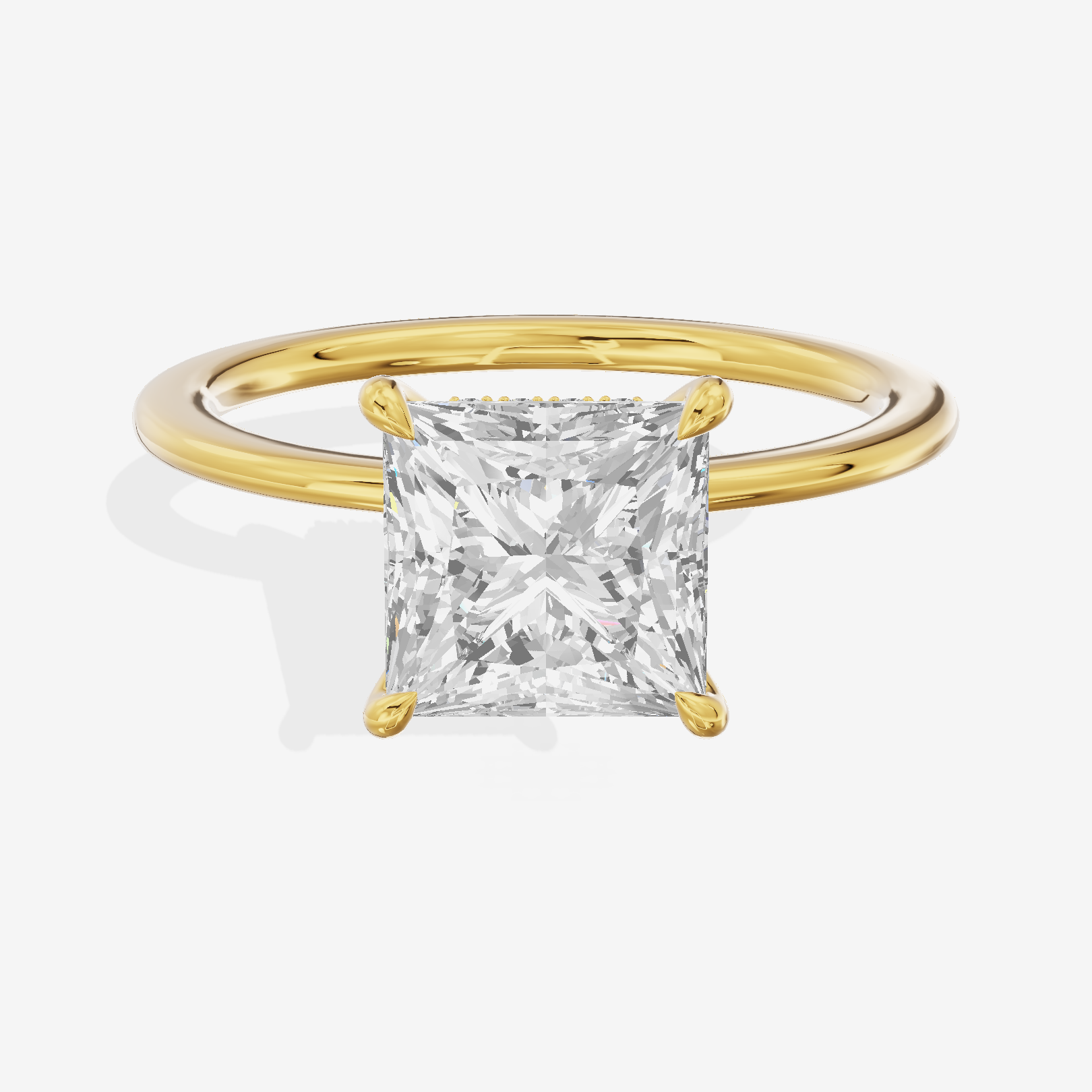 Adorae Halo Princess Engagement Ring (1/15 ct. tw.) in 18K Yellow Gold