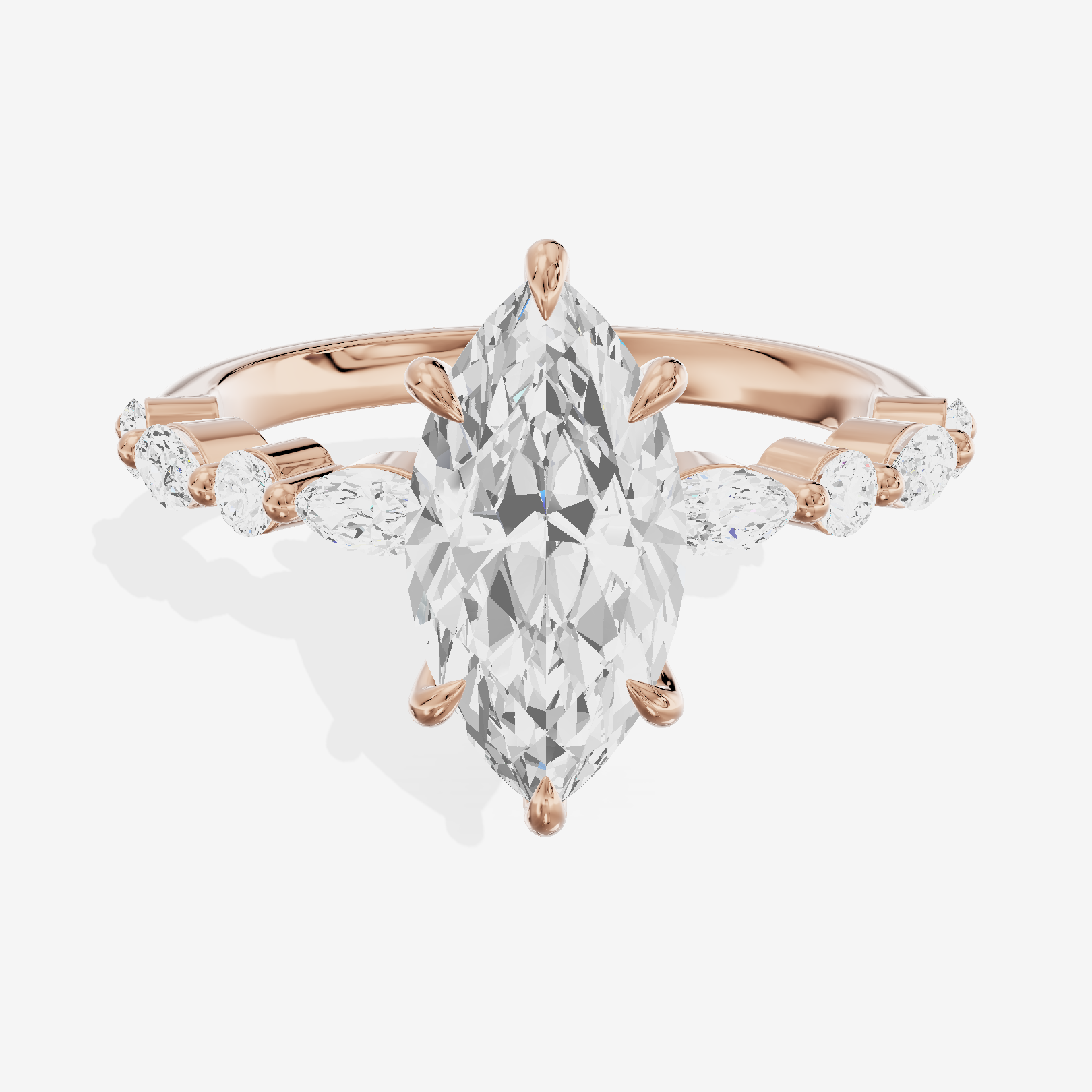 Lumera Cathedral Marquise Engagement Ring with Side Stones (1/3 ct. tw.) in 14K Rose Gold