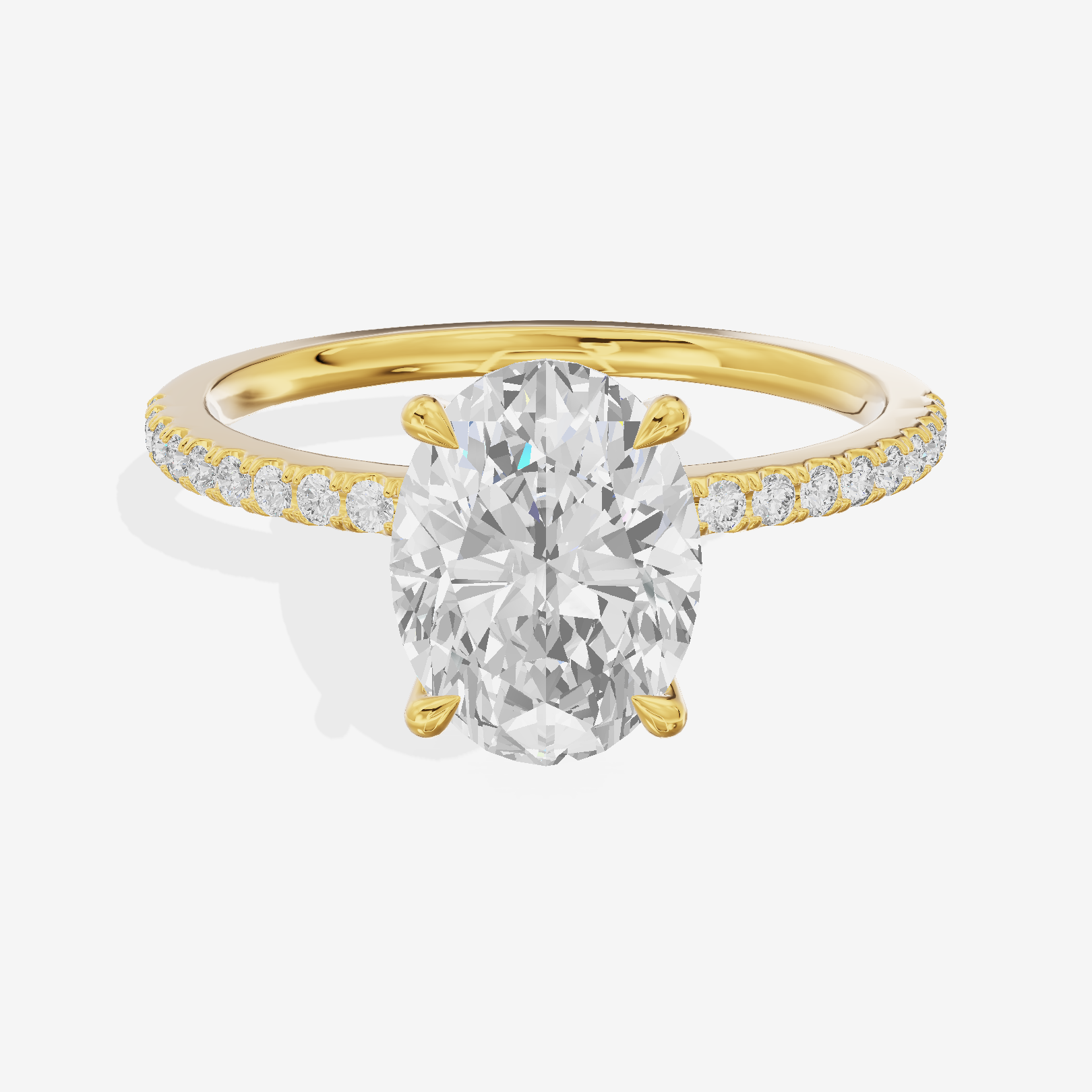 Luxe Coeurine Oval Engagement Ring with Side Stones (1/5 ct. tw.) in 18K Yellow Gold