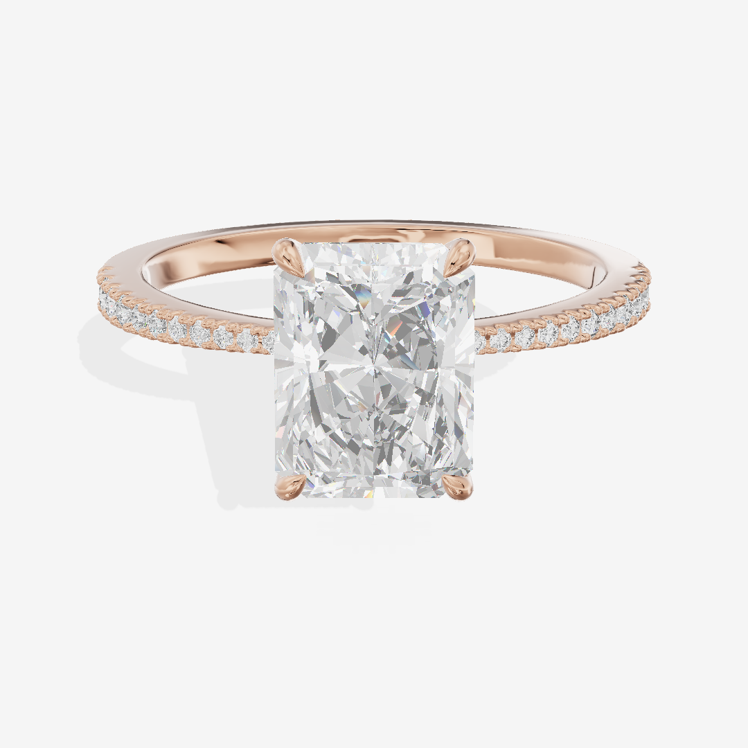 Grand Tender Radiant Engagement Ring with Side Stones (1/8 ct. tw.) in 18K Rose Gold