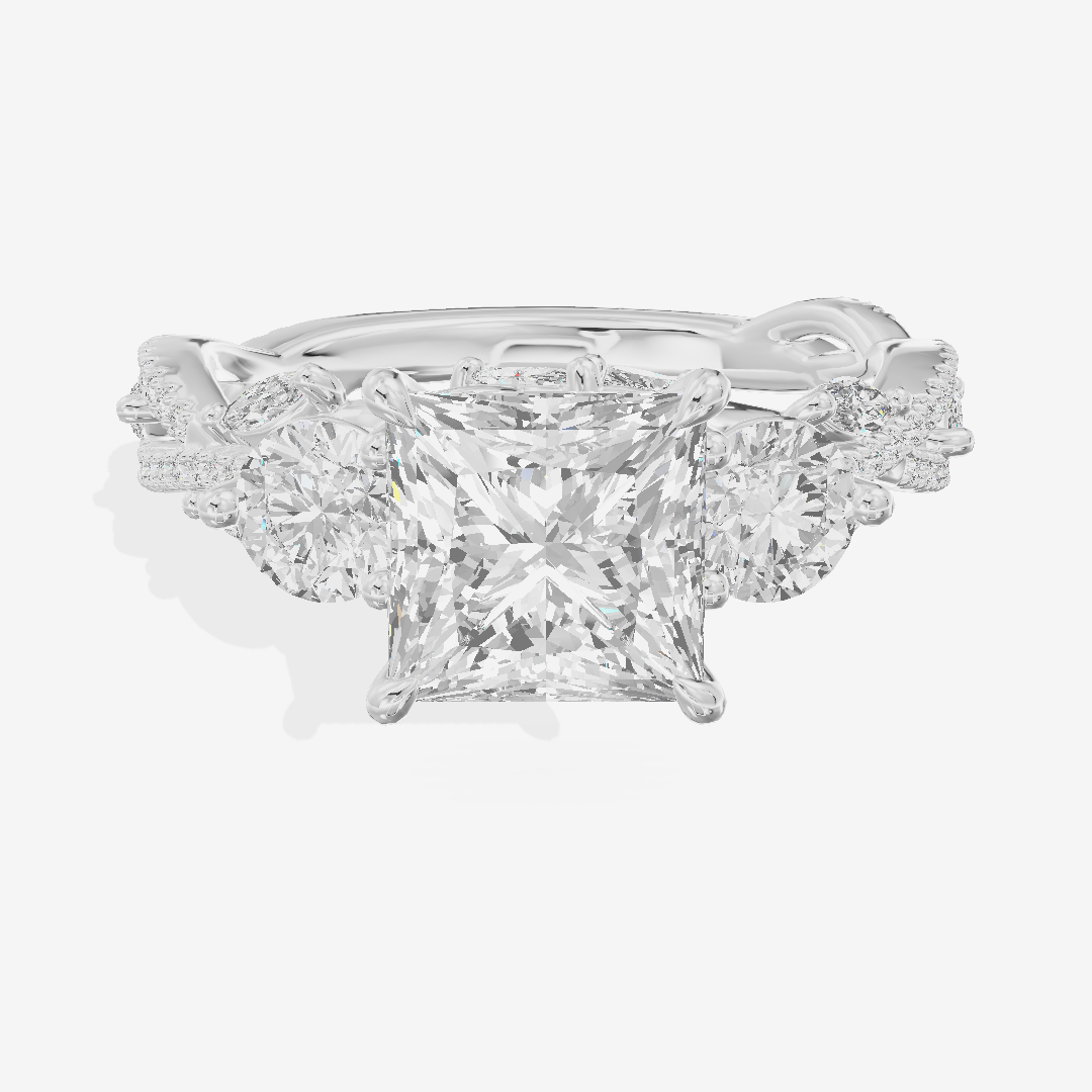 Luxe Selenia Three Stone Princess Engagement Ring (1 ct. tw.) in 14K White Gold