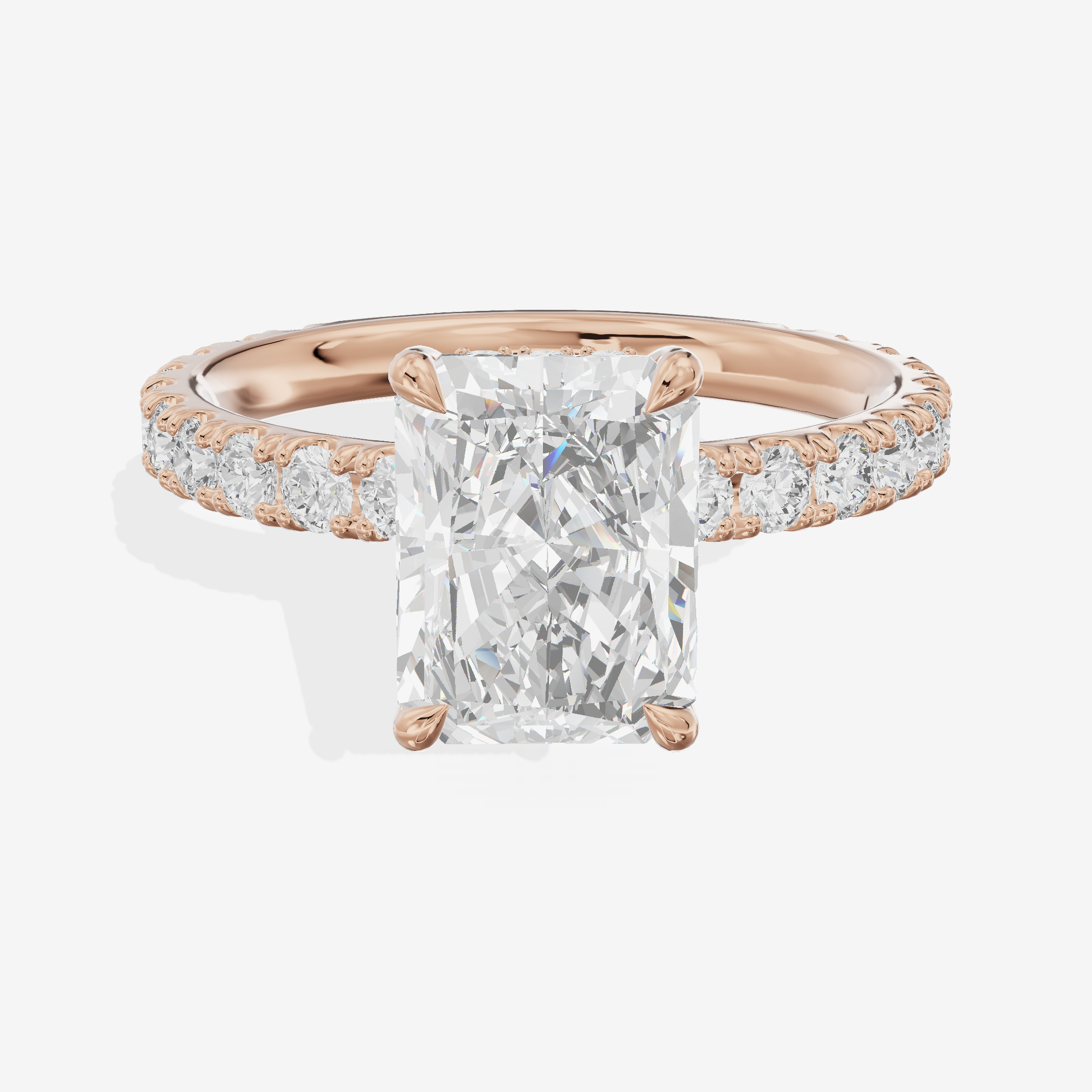 Grand Coeurine Radiant Engagement Ring with Side Stones (3/5 ct. tw.) in 18K Rose Gold