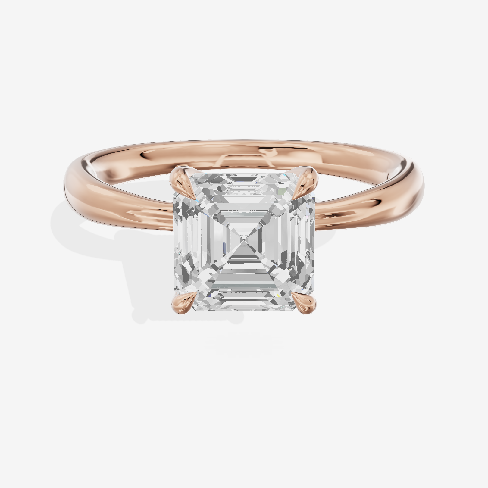 Classic Aimora 2.7mm Asscher Solitaire Engagement Ring in 18K Rose Gold