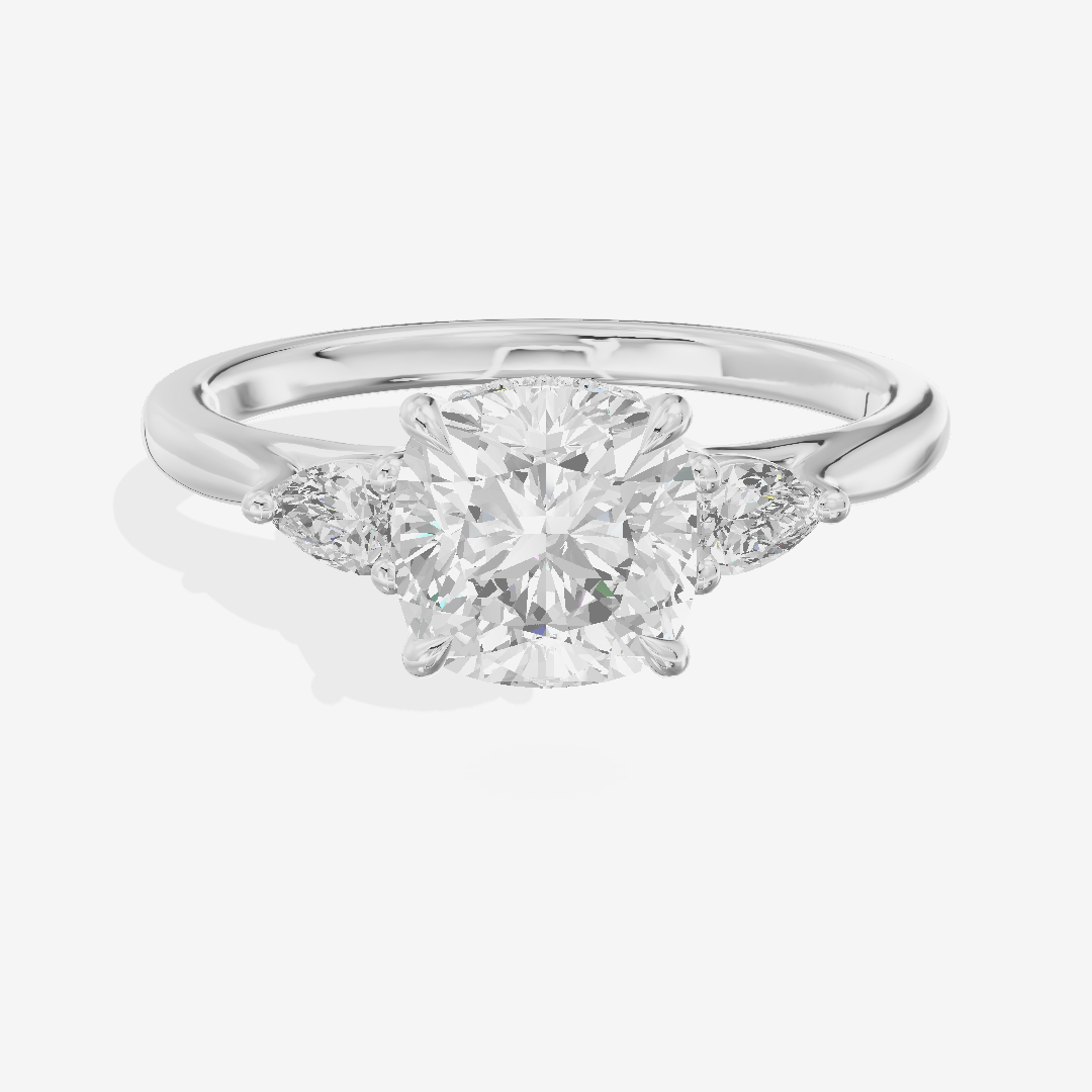 Aurea Three Stone Cushion Engagement Ring (1/4 ct. tw.) in Platinum
