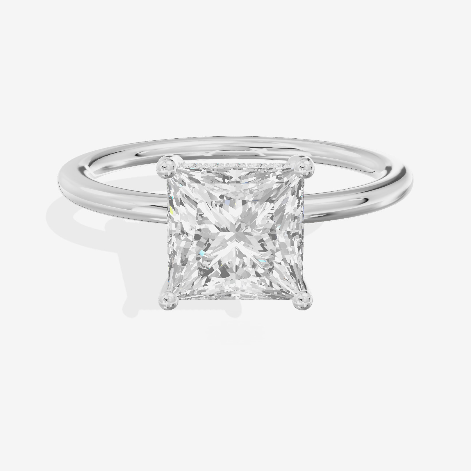 Reverya Hidden Halo Princess Engagement Ring (1/20 ct. tw.) in 18K White Gold