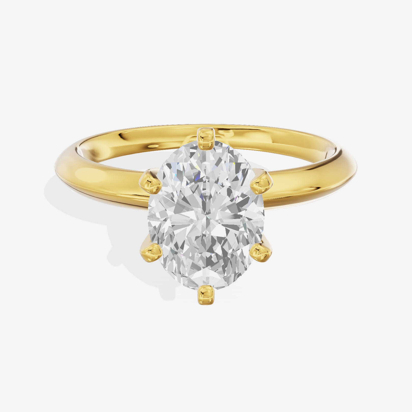 Classic Vowsae 2.5mm Oval Six-Prong Engagement Ring in 18K Yellow Gold
