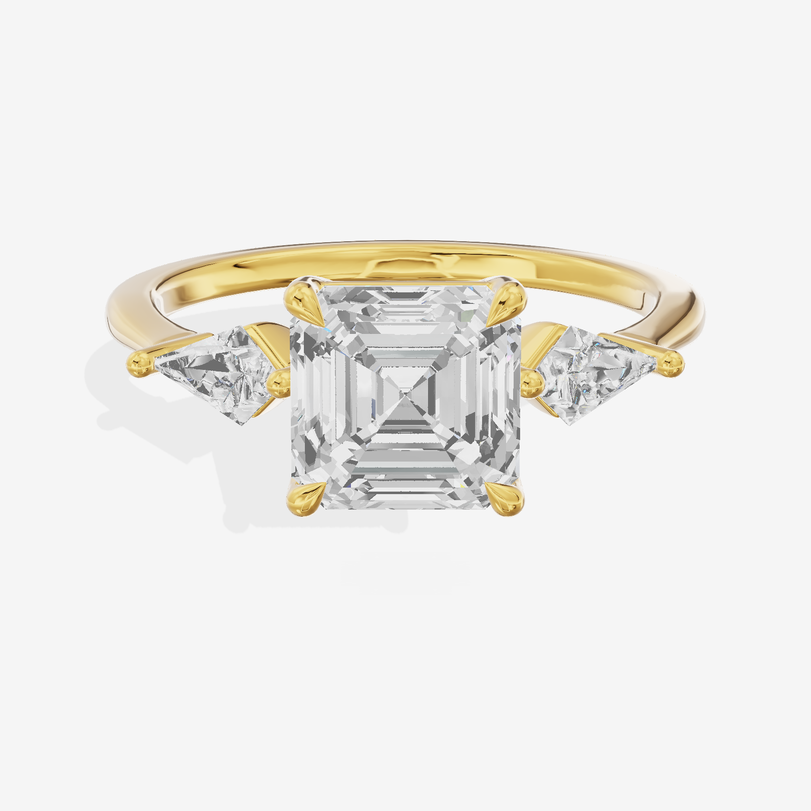 Luxe Maia Three Stone Asscher Engagement Ring (1/3 ct. tw.) in 18K Yellow Gold