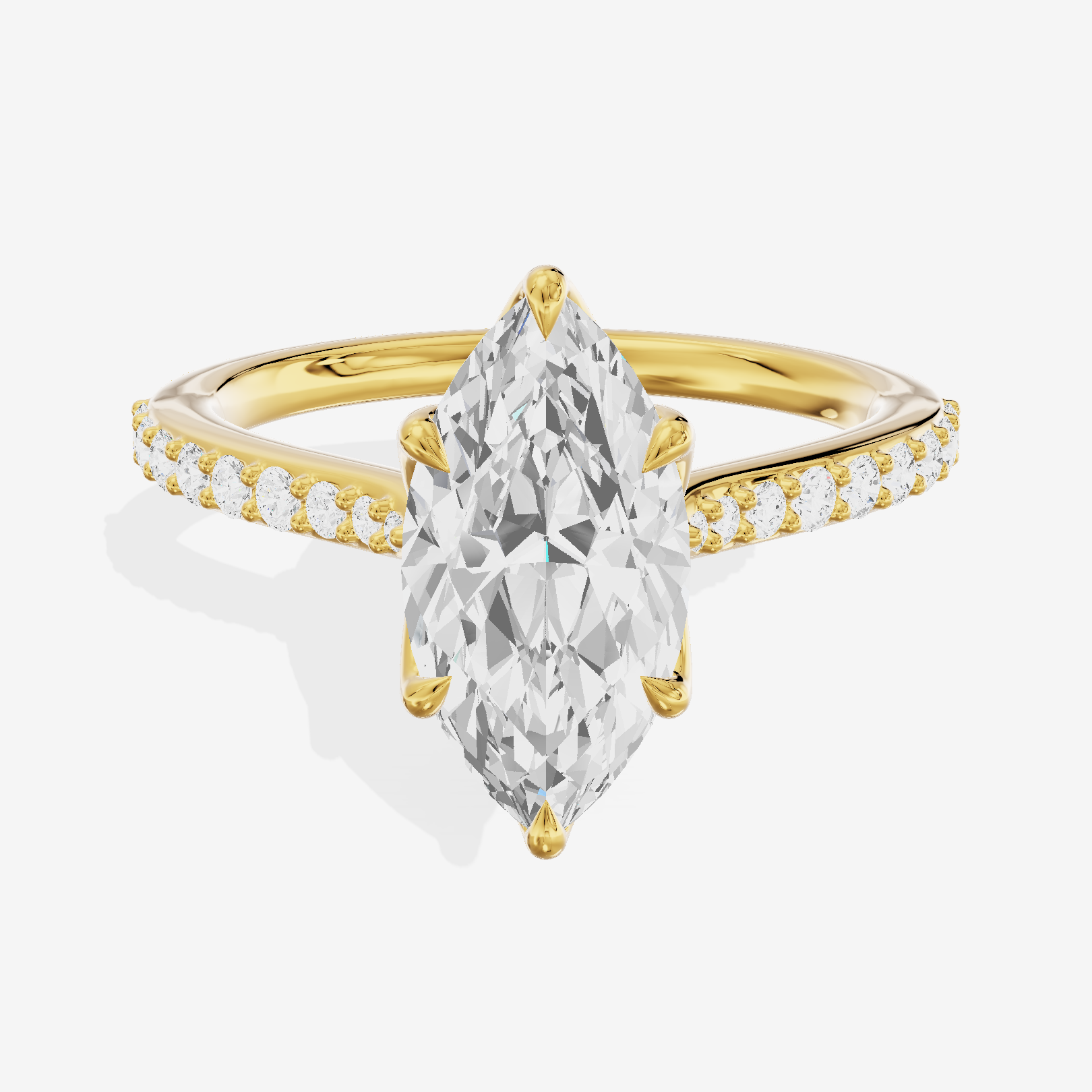 Petite Aurea Marquise Engagement Ring with Side Stones (1/6 ct. tw.) in 14K Yellow Gold