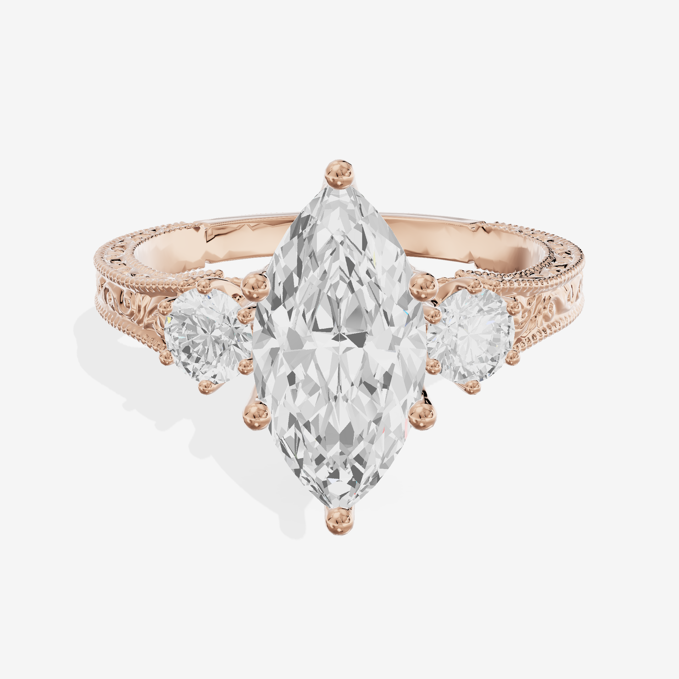 Lumera Three Stone Marquise Engagement Ring (1/3 ct. tw.) in 14K Rose Gold