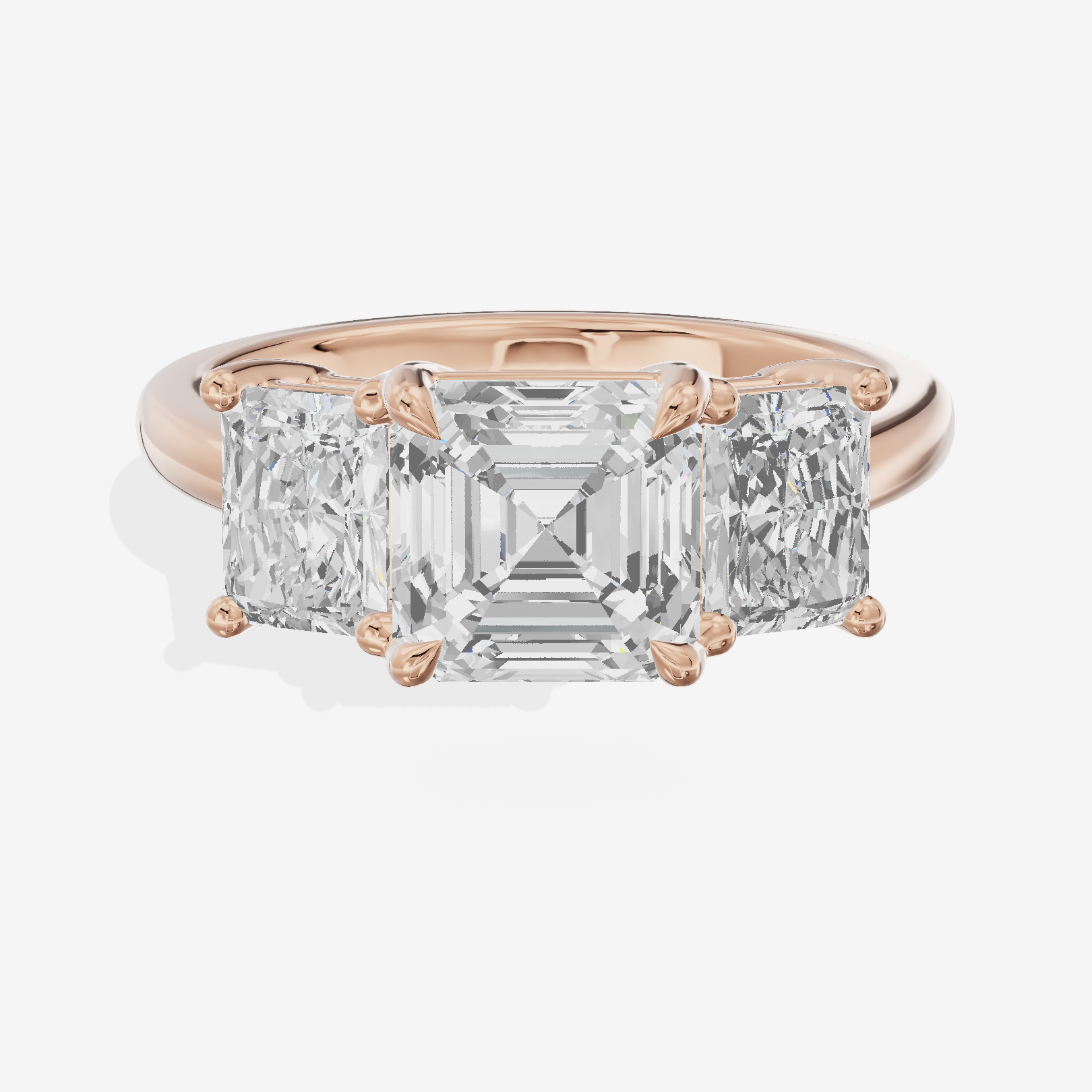 Twine Three Stone Asscher Engagement Ring (1/3 ct. tw.) in 14K Rose Gold
