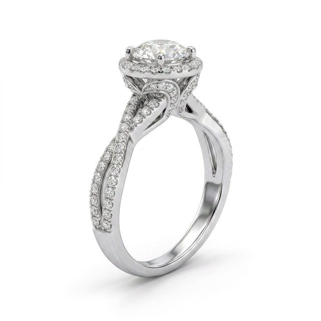 Halo Twist Round Engagement Ring (1.01 ct. tw.) in Platinum