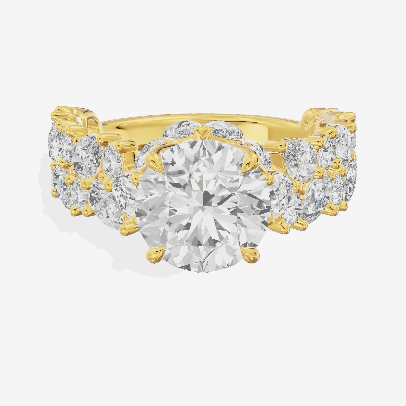 Grand Janevra Round Engagement Ring with Side Stones (3/4 ct. tw.) in 14K Yellow Gold