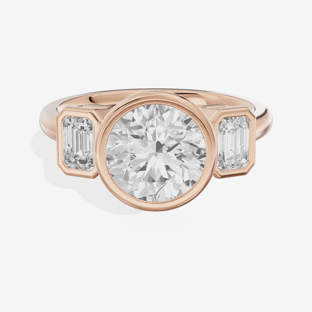 Selenia Three Stone Round Engagement Ring (1/2 ct. tw.) in 14K Rose Gold