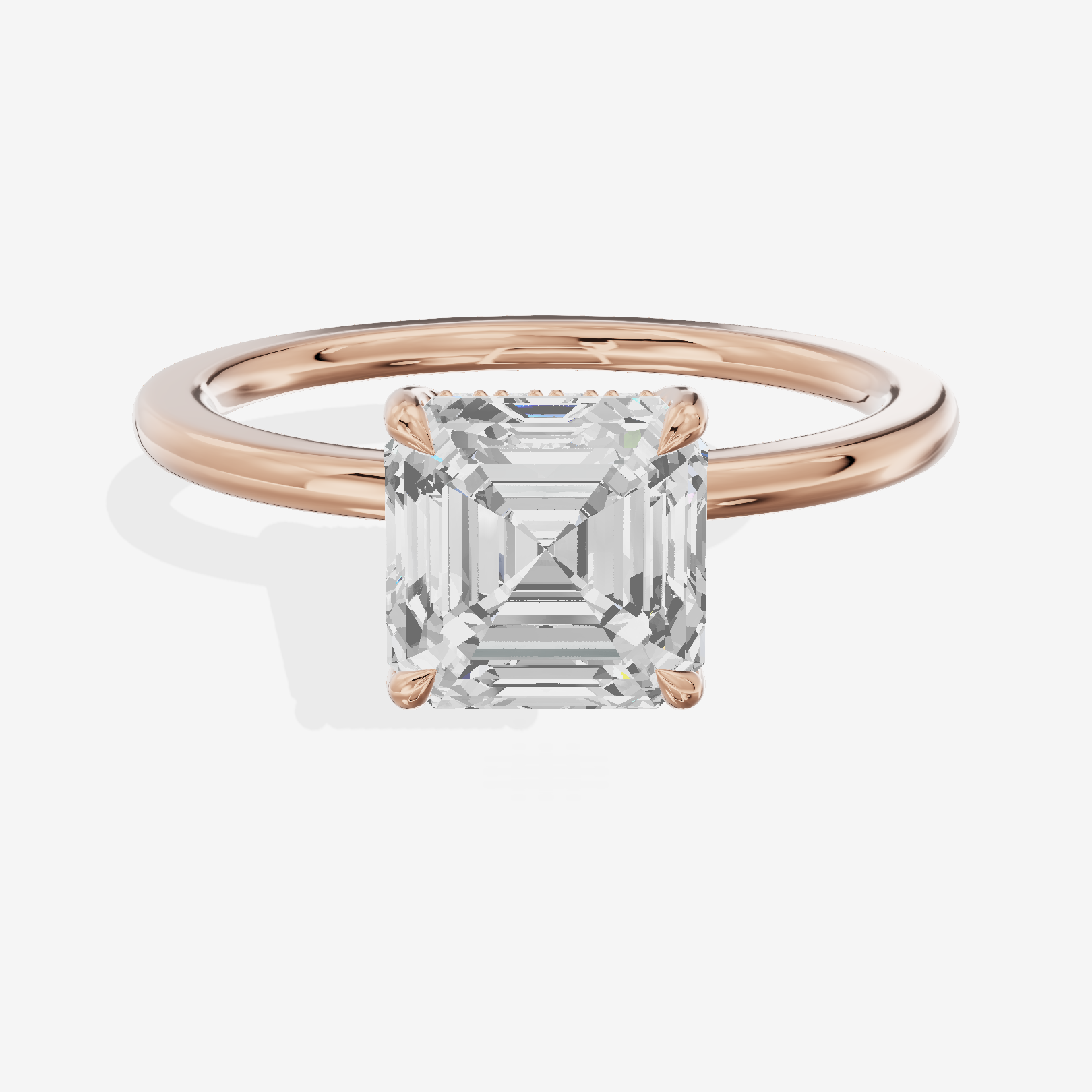 Coeurine Hidden Halo Asscher Engagement Ring (1/20 ct. tw.) in 14K Rose Gold