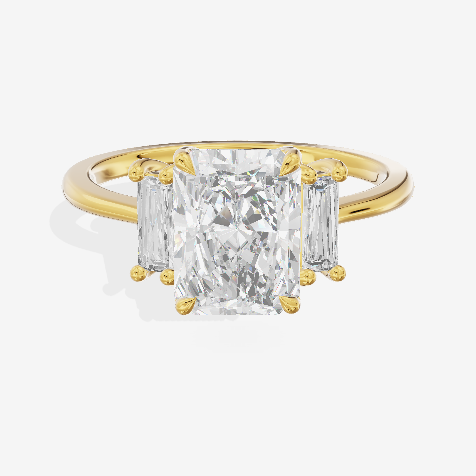 Eversince Three Stone Radiant Engagement Ring (1/4 ct. tw.) in 18K Yellow Gold
