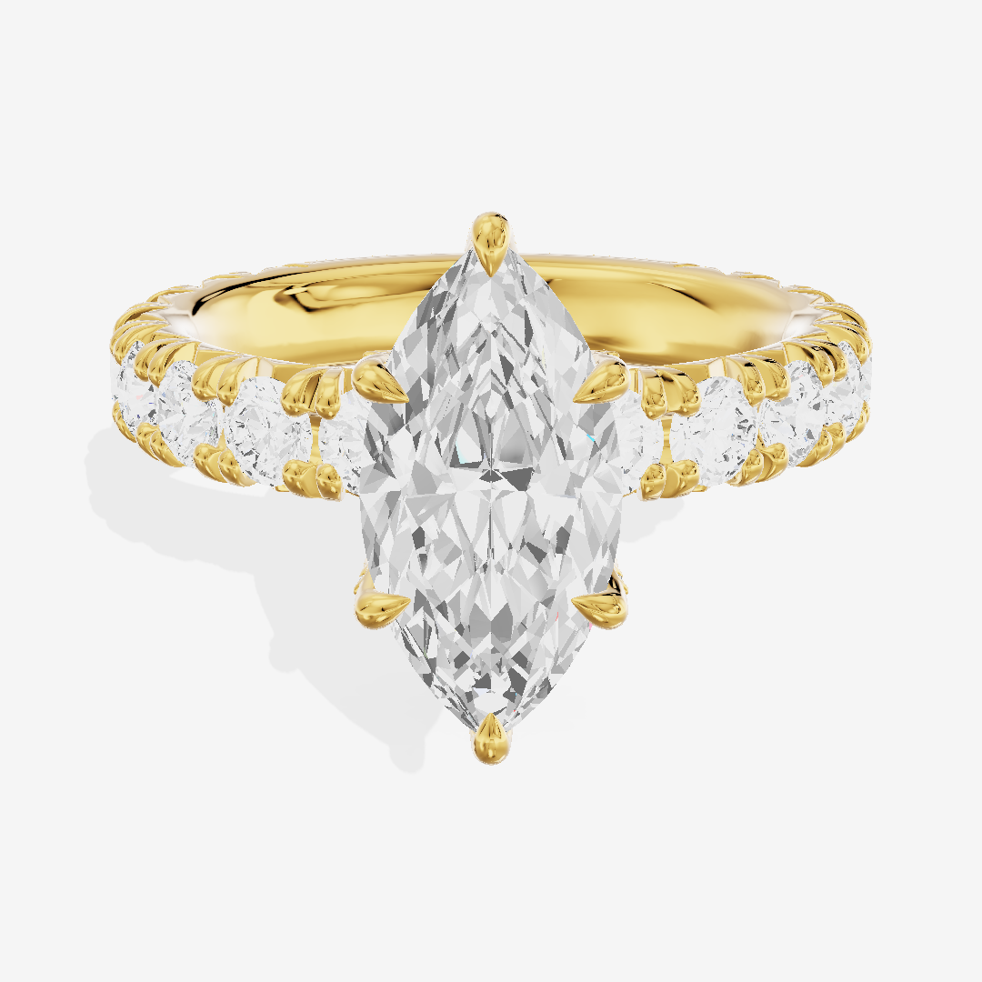 Crowned Sincere Marquise Engagement Ring with Side Stones (3/4 ct. tw.) in 14K Yellow Gold